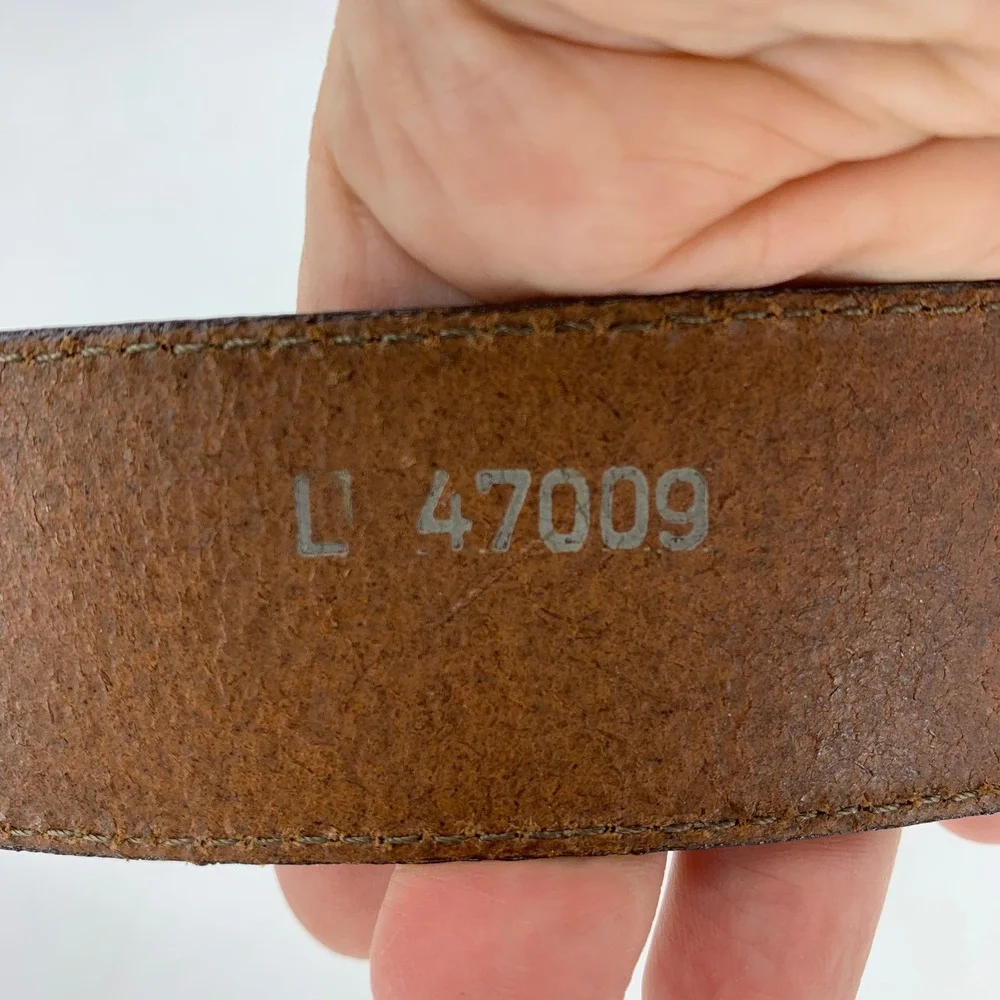 Vtg 90s Brighton Leather Belt Gold Buckle USA Large Southwestern Cowgirl Boho